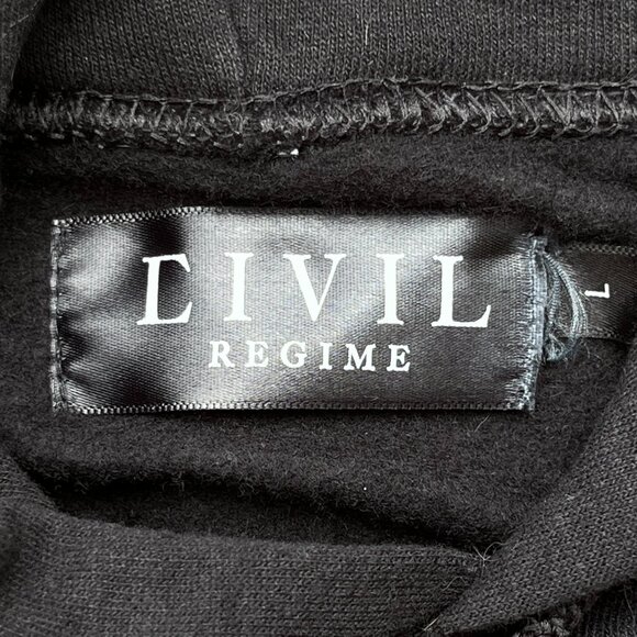 CIVIL REGIME ABSTRACT FLOWER PRINT BLACK PULLOVER HOODIE Men’s sz L - Picture 5 of 8